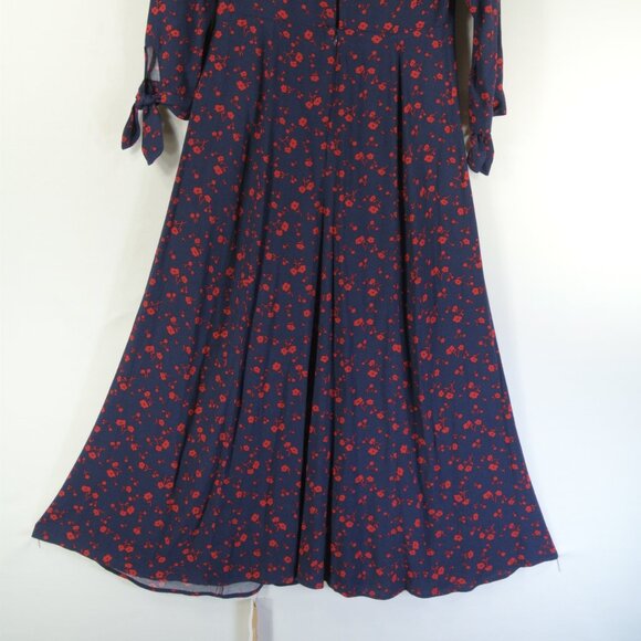 NEW Reformation Zelda Anaheim Poppy Midi Long Sleeve Slit Dress size 8 #1539 - Picture 9 of 13